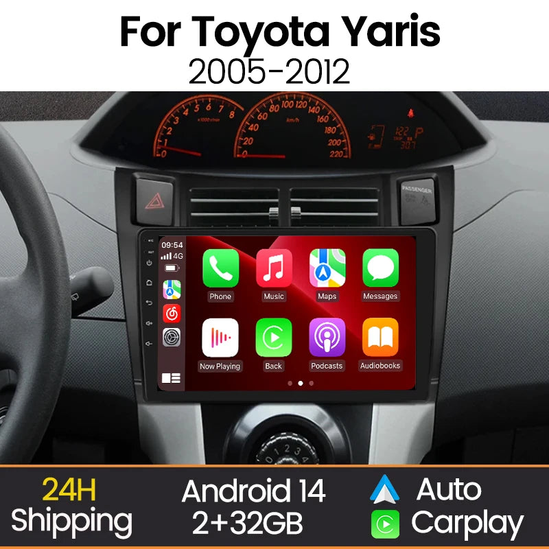 Android 14 Car Radio for Toyota Yaris XP90 2007 2005 -2012 Wireless Carplay Auto Multimedi | AUTOKITSHOP
