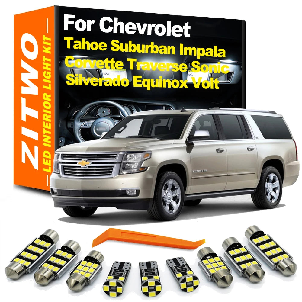 ZITWO LED Interior Light Kit For Chevrolet Chevy Tahoe Sonic Equinox Impala Suburban Traverse Silverado Avalanche Corvette Volt