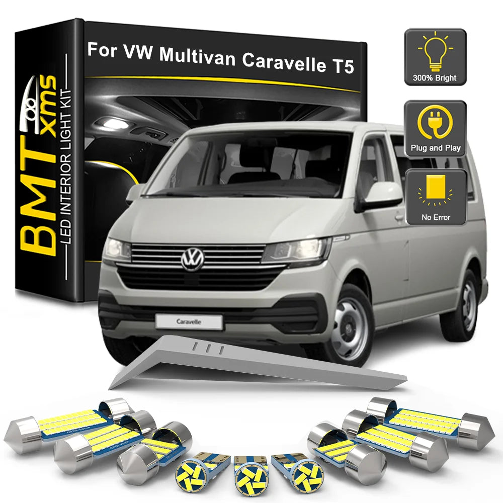 20-Piece LED Interior Light Kit for VW Volkswagen Multivan Caravelle Transporter T5 T5.1 2003-2012 - Canbus Dome Map ...