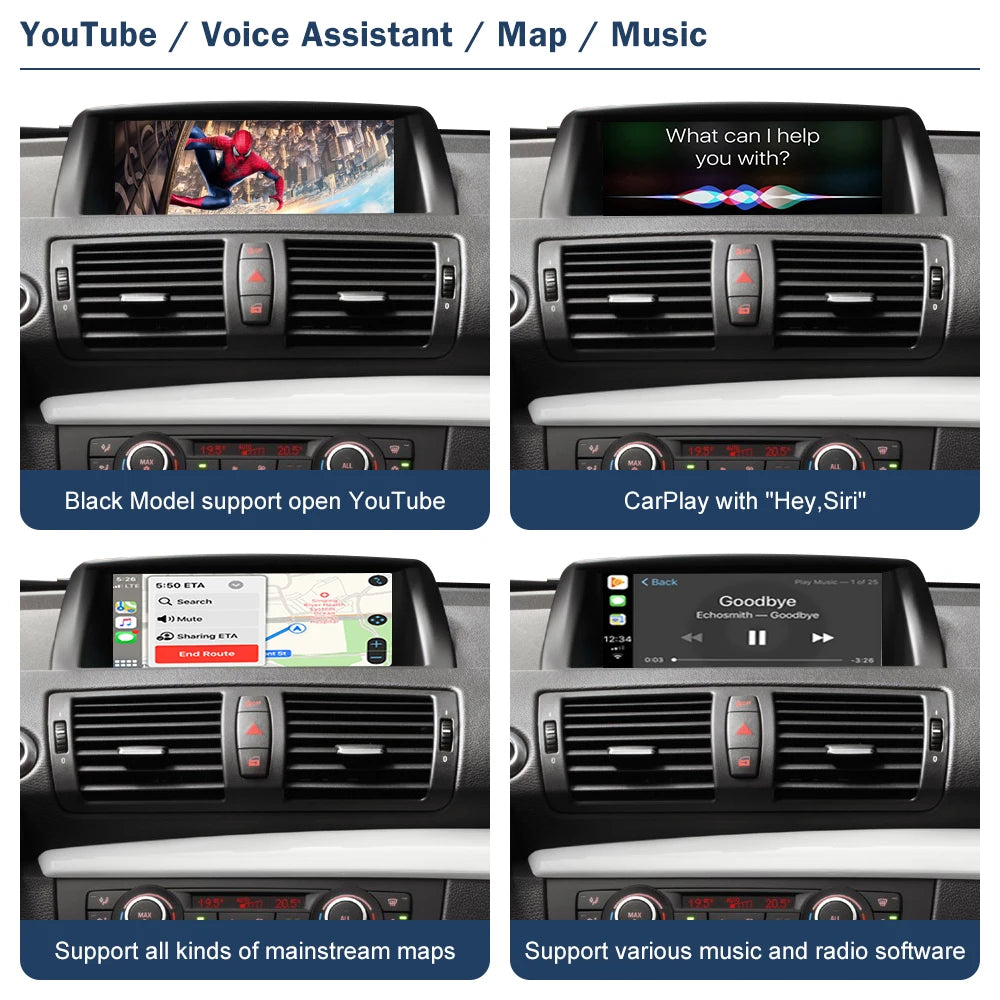 Road Top Wireless CarPlay Android Auto for BMW 1 Series E81 E82 E87 E88 2008-2012, with Mi | AUTOKITSHOP