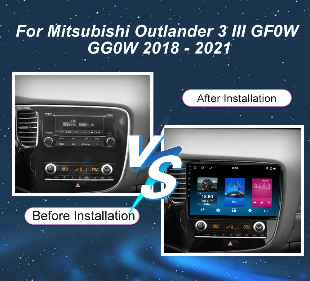 Android 15 Car DVD For Mitsubishi Outlander 3 III GF0W GG0W 2018 -2021 Auto Radio Navigati