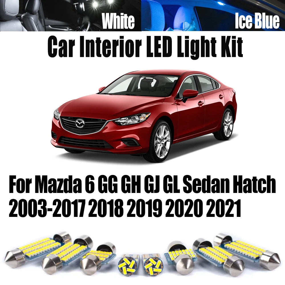 LED Interior Light Kit for Mazda 6 GG GH GJ GL Sedan Hatch 2003-2017 - Canbus Dome Map Door Trunk Bulbs | AUTOKITSHOP