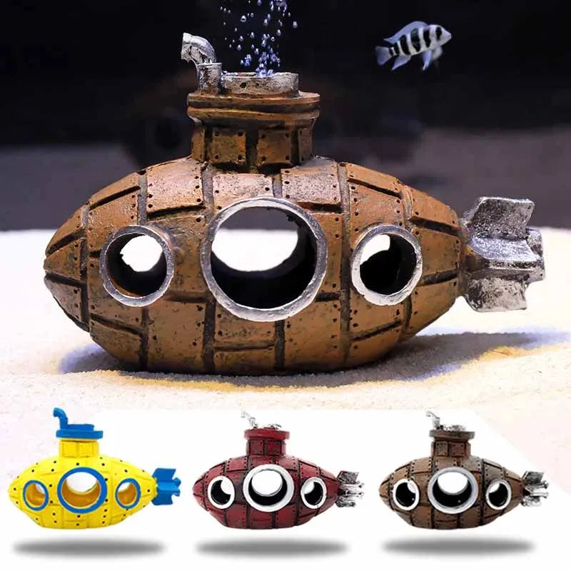 Resin Submarine Ornaments Aquarium Fish Tank Decoration Fish Shrimp Shelter Cave Landscaping Acc - Automotive LED Light