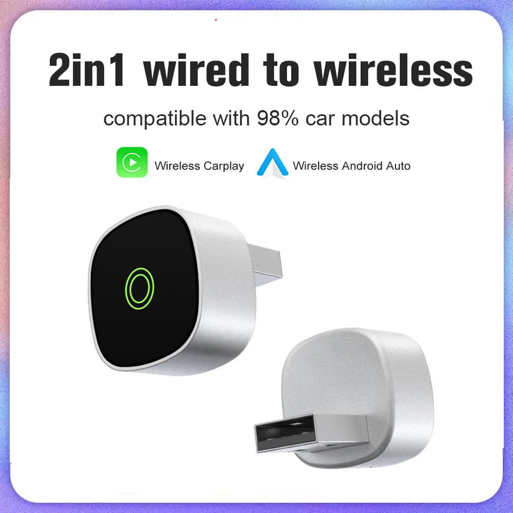 2in1 Wireless Carplay&Android Auto Box 2in1 Wired to Wireless Dongle Automatic Connect Ada