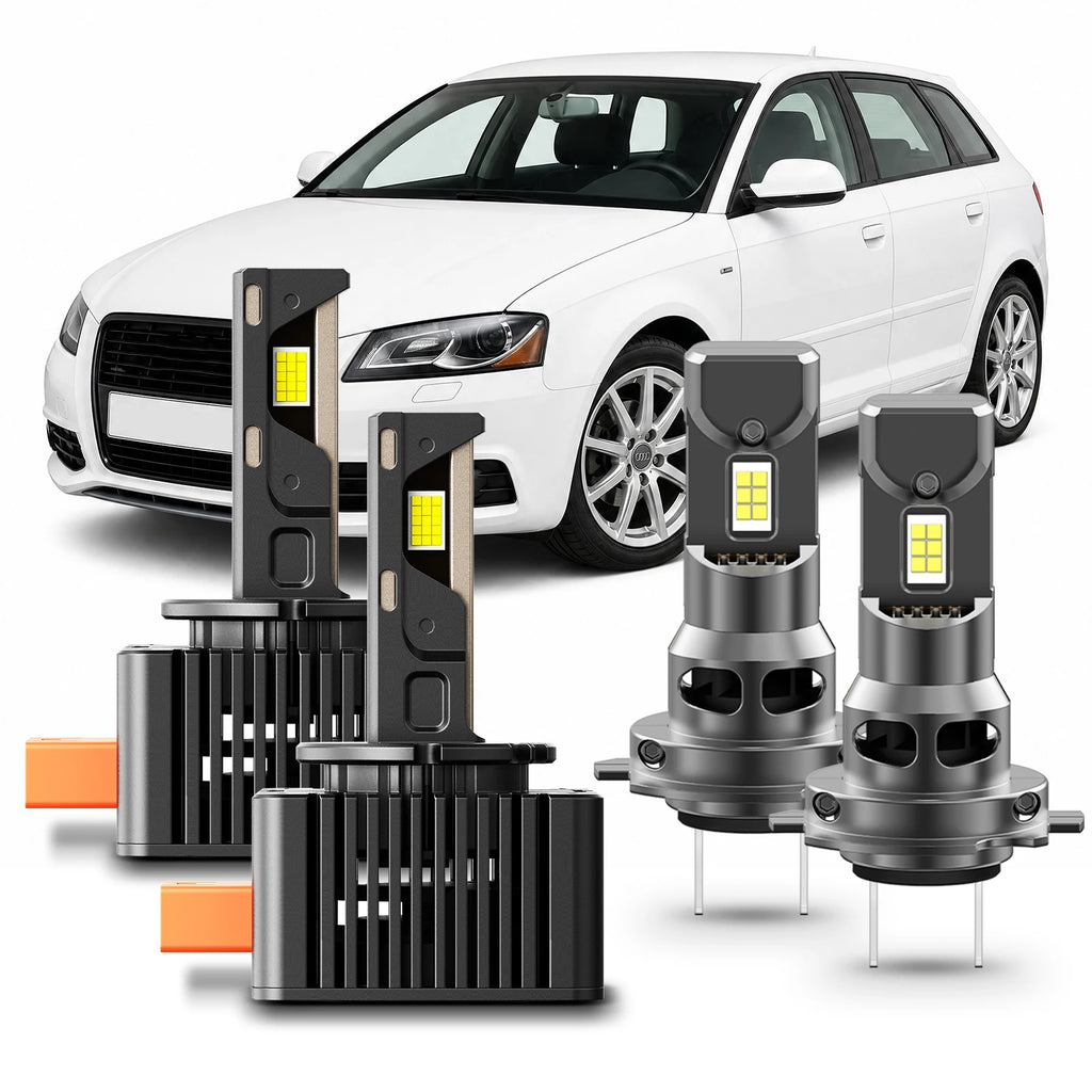 BEVINSEE H7 D3S LED Headlight Bulbs for BMW E90 E91 E92 for Audi A4 B7/B8 for VW Golf MK5/