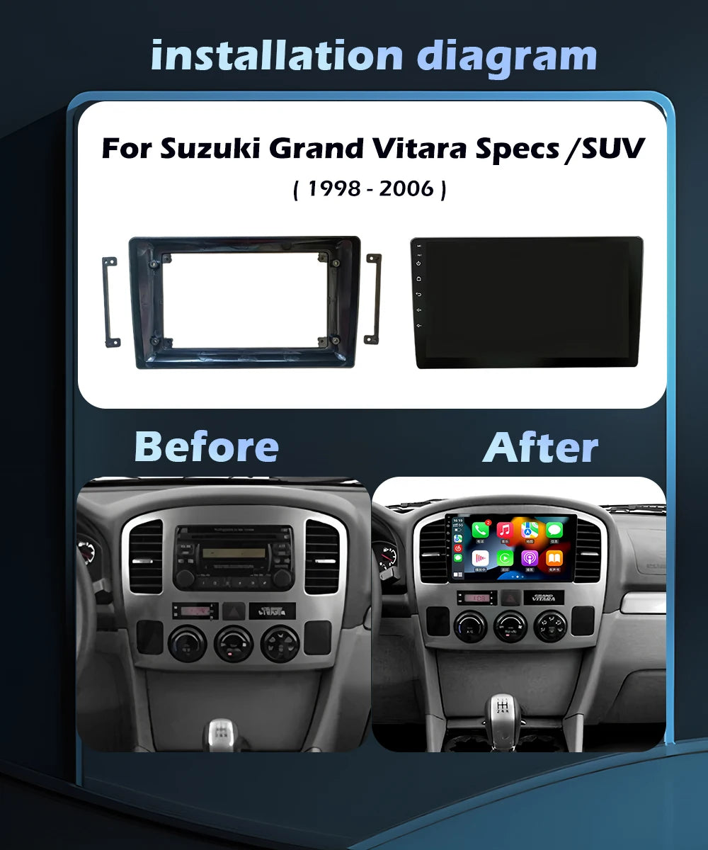 Android 16 Wireless CarPlay For Suzuki Grand Vitara Specs / SUV 1998-2006 Car Radio Multim