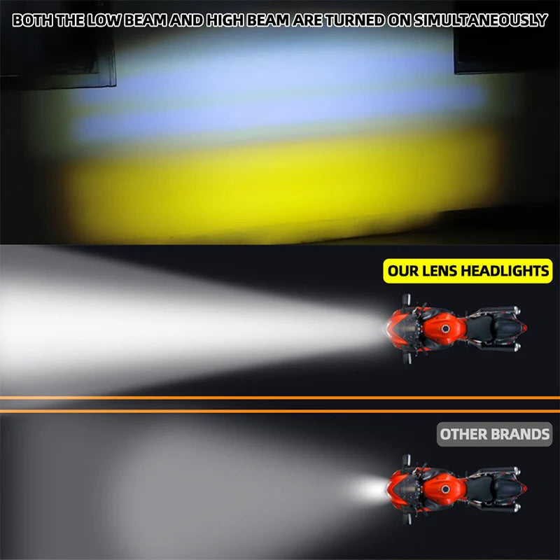 4300K 6000K Motorcycle Spotlights 4X4 Off Road LED Headlight 4 Eyes Lens 2.5 inch 3 Modes
