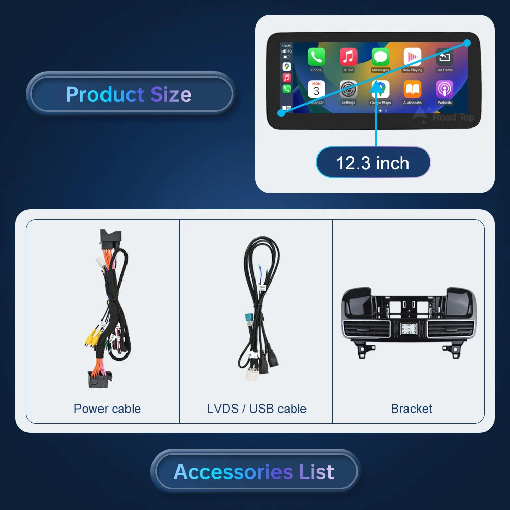 Road Top 12.3'' Multimedia Display For Benz GLE GLS 2016-2018 NTG5.0 Touch Screen Wireless | AUTOKITSHOP
