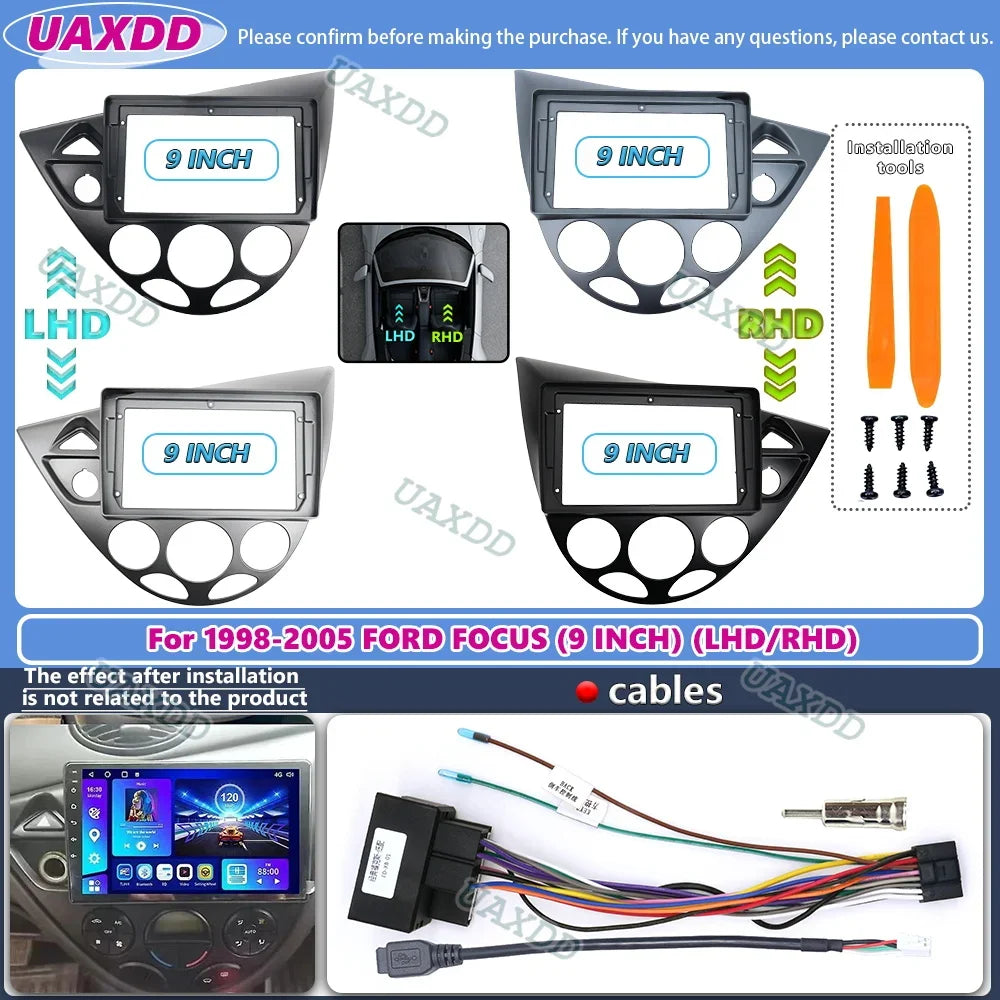 9 INCH Car Frame Fascia Adapter Android Radio Dash Fitting Panel Kit for Ford Focus MK1 19