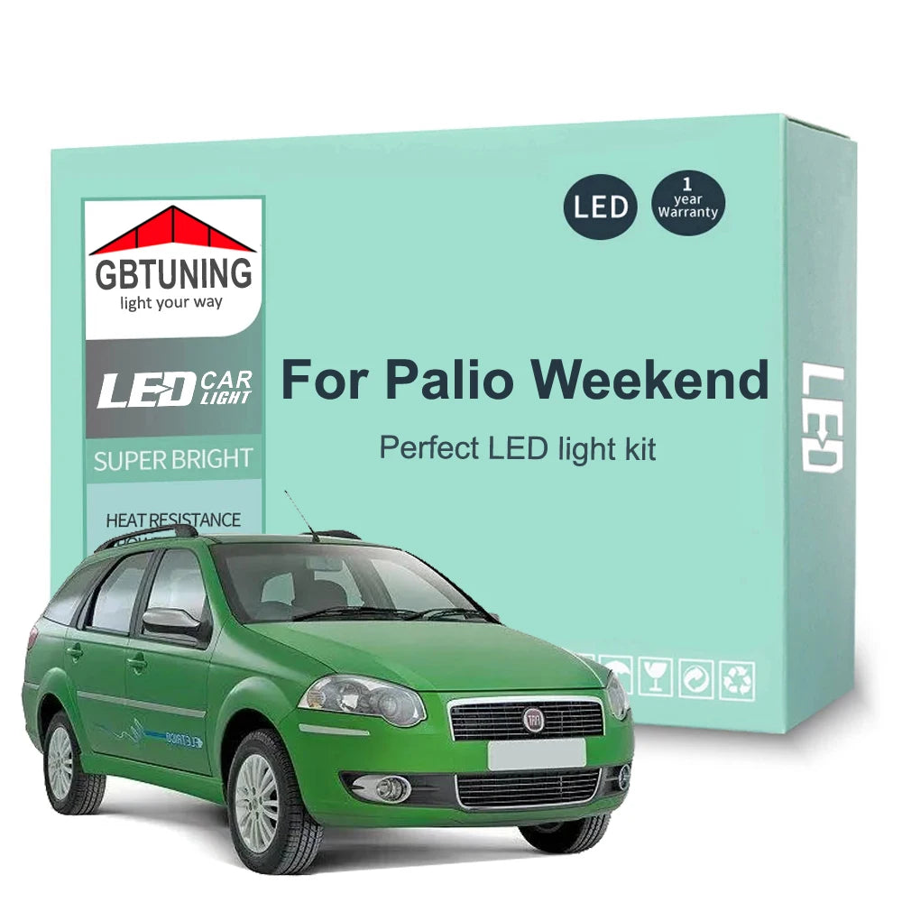 9-Piece LED Interior Light Kit for Fiat Palio Weekend 2002-2011 - Canbus Dome Map Door Trunk Bulbs | AUTOKITSHOP