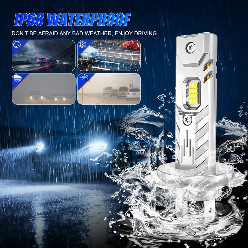 6500W H7 H4 H1 LED Headlight CANBUS H8 H11 9005 HB3 9006 HB4 Lights Mini Lamp 1:1 Size Wir