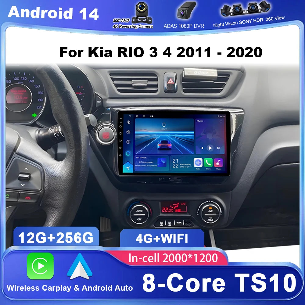 Car Radio Stereo For Kia RIO 3 4 2011 - 2020 Auto Navigation Player Multimedia Android Aut