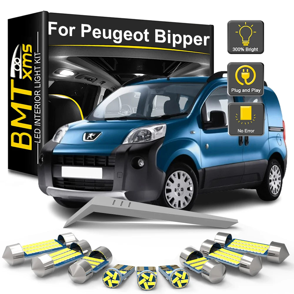 10-Piece LED Interior Light Kit for Peugeot Bipper 2008-2014 - Canbus Dome Map Door Trunk Bulbs | AUTOKITSHOP