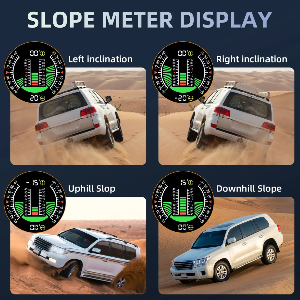 M60 Car GPS HUD Speedometer Intelligent Inclinometer Off-road Speed Display Tilt Pitch Angle Com - Automotive LED Light