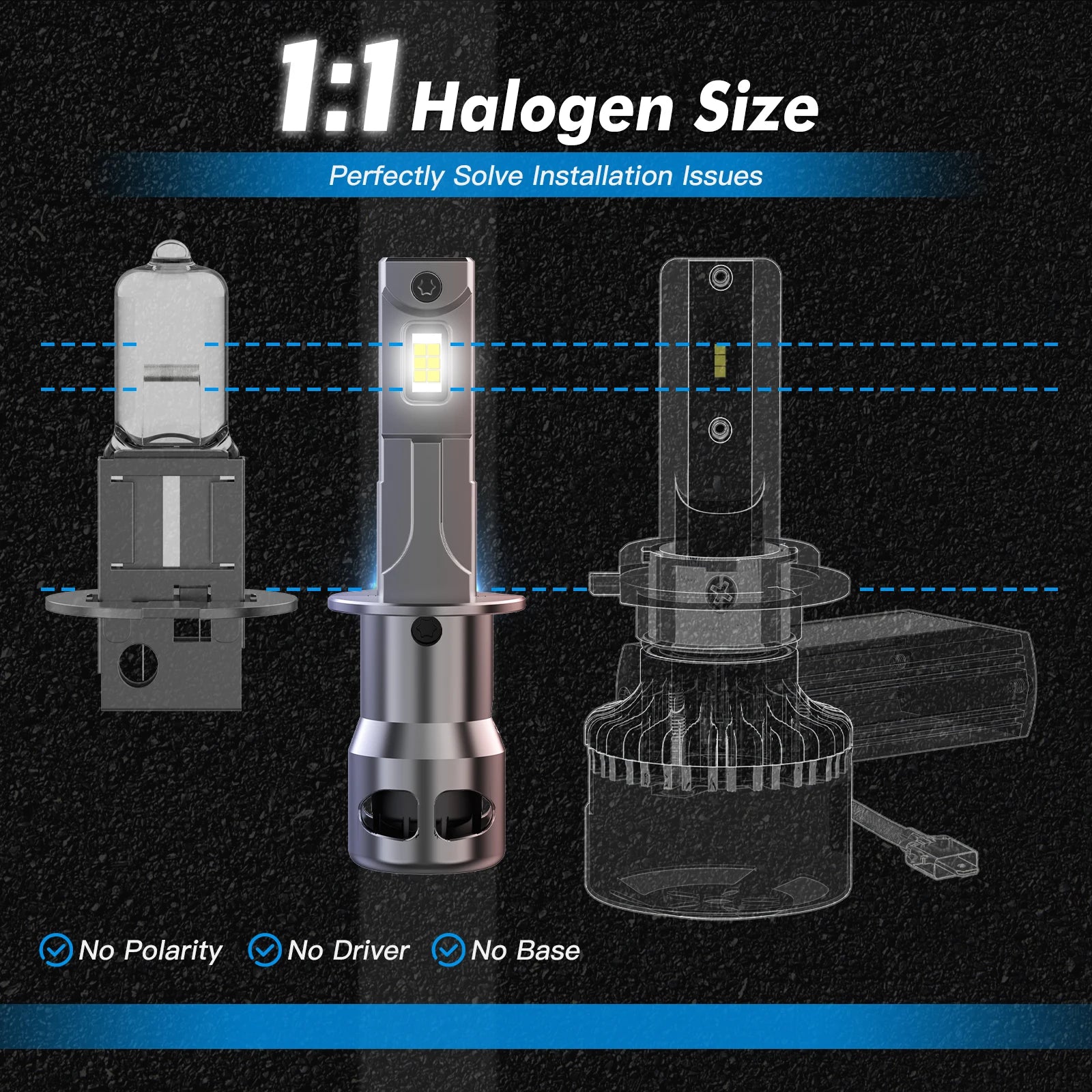 BEVINSEE H3 H1 LED Headlights CANBUS H7 Mini Size Wireless H11 9005 HB3 9006 HB4 LED Fog L