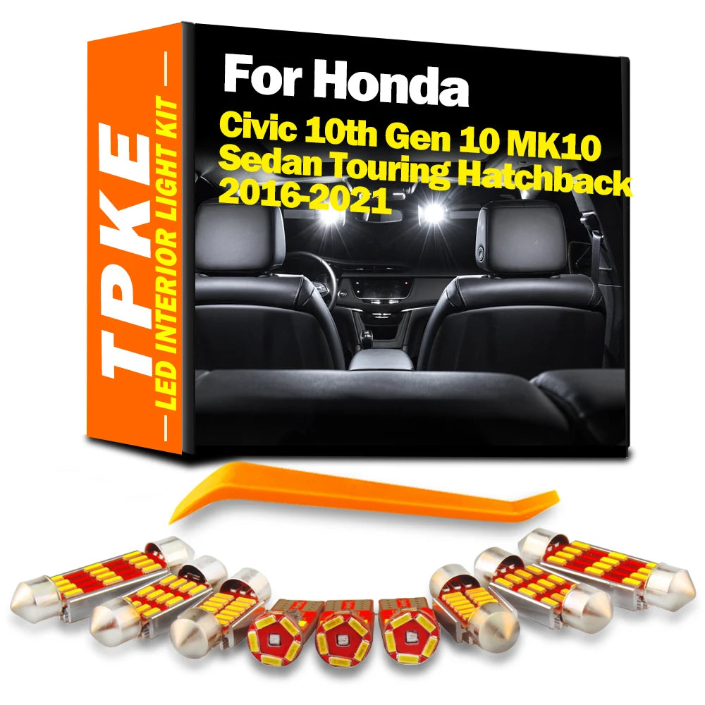 12-Piece LED Interior Light Kit for Honda Civic 10th Gen 10 MK10 Sedan Touring Hatchback - Canbus Error-Free Bulbs | ...