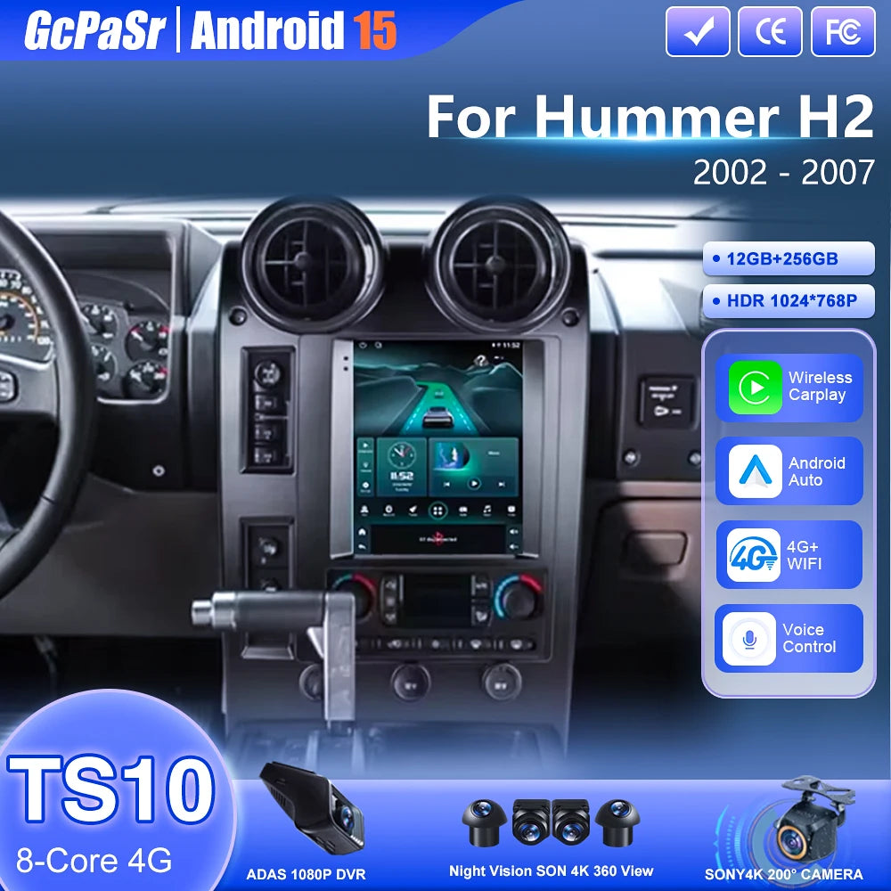 Android 15 9.7 Screen For Hummer H2 2002-2007 Car Android Auto Radio Stereo Carplay GPS Na