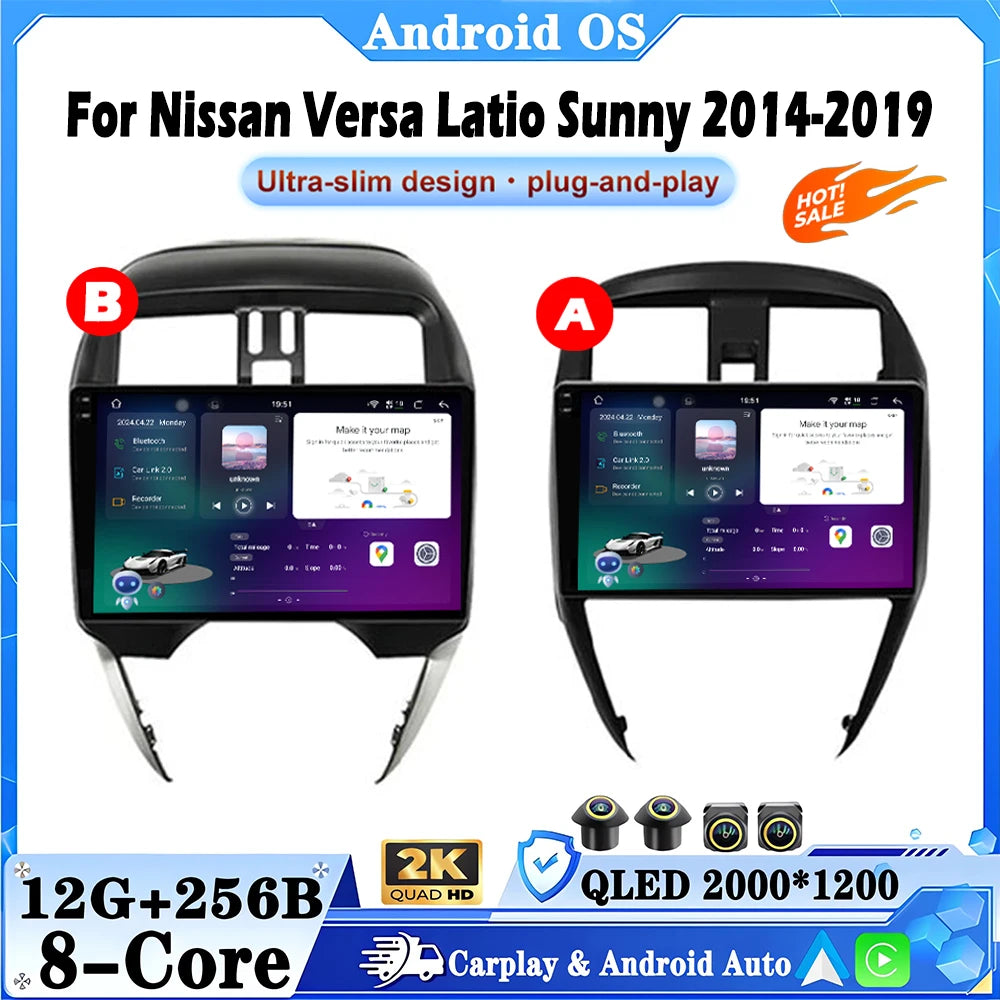 9 lnch For Nissan Versa Latio Sunny 2014 2015 2016 2017 2018 2019 Android 16 Car Audio Mul