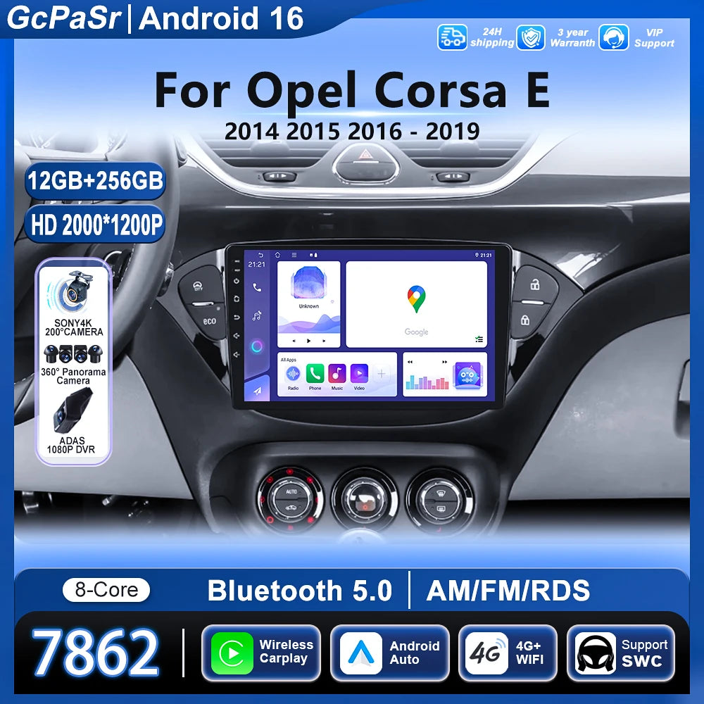 Android 16 Car Radio For Opel Corsa E 2014 2015 2016 2017 2018 2019 AUTO Multimedia Video