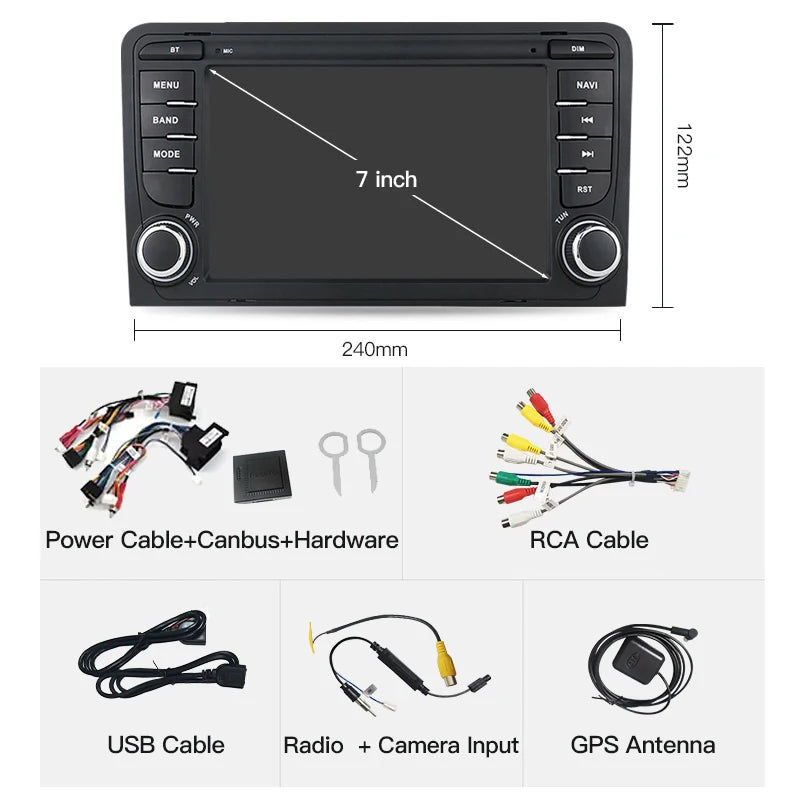 SZLELV For Audi A3 S3 8P 8P1 RS3 Sportback Android 15 Auto Multimedia Video Player Audio A