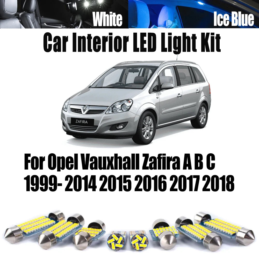 LED Interior Light Kit for Opel Vauxhall Zafira A B C 1999- 2016 - Canbus Dome Map Door Trunk Bulbs | AUTOKITSHOP