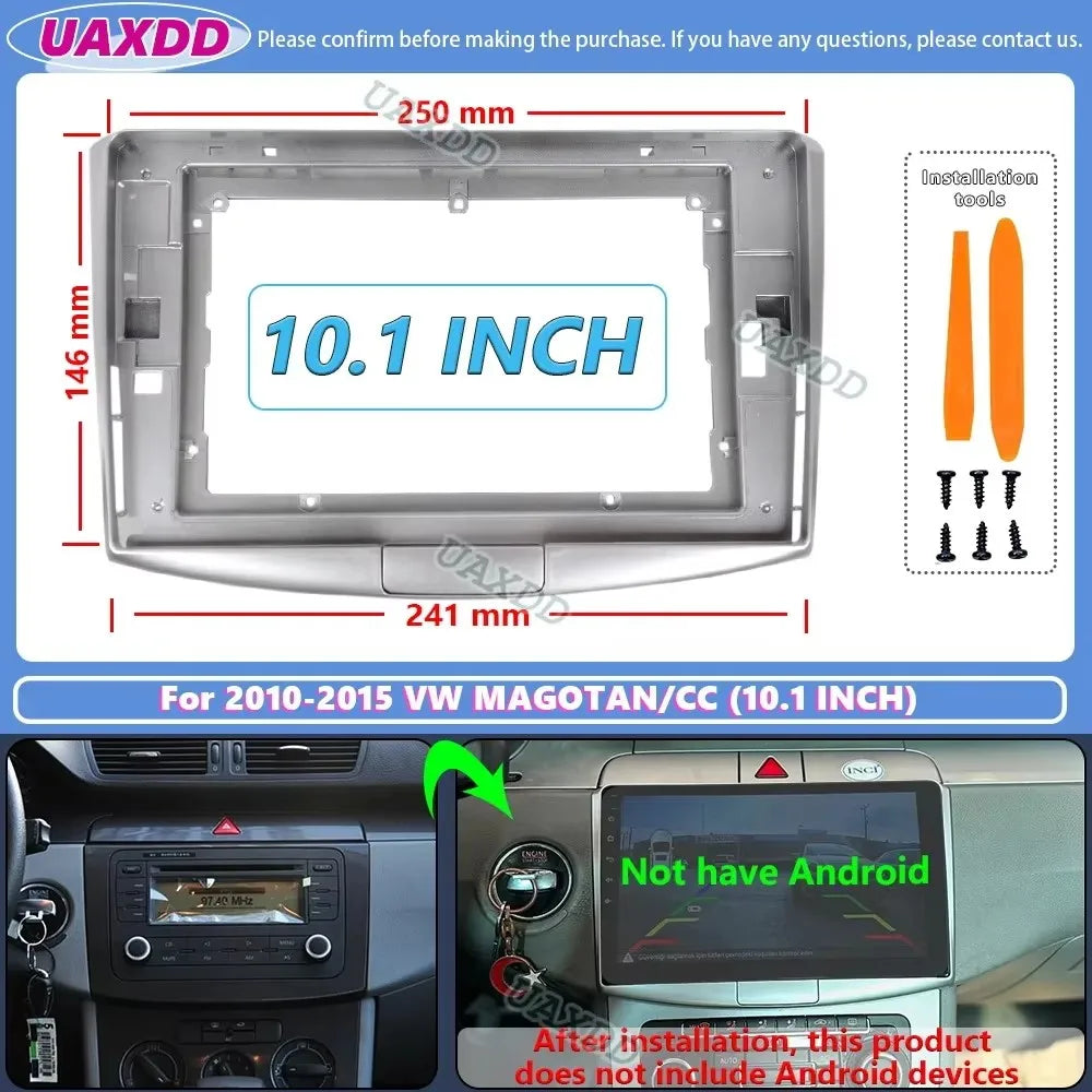 Facia Panel 10.1inch For Volkswagen Passat B6 B7 CC Magotan 2010-2016 Radio 2Din Car DVD F