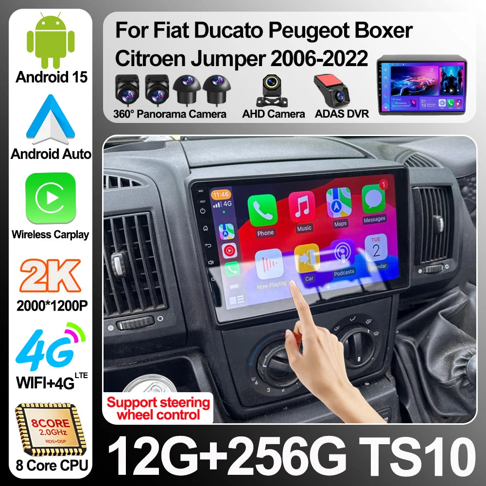 Android 16 For Fiat Ducato Peugeot Boxer Citroen Jumper 2006-2022 Android Car Radio Multim | AUTOKITSHOP