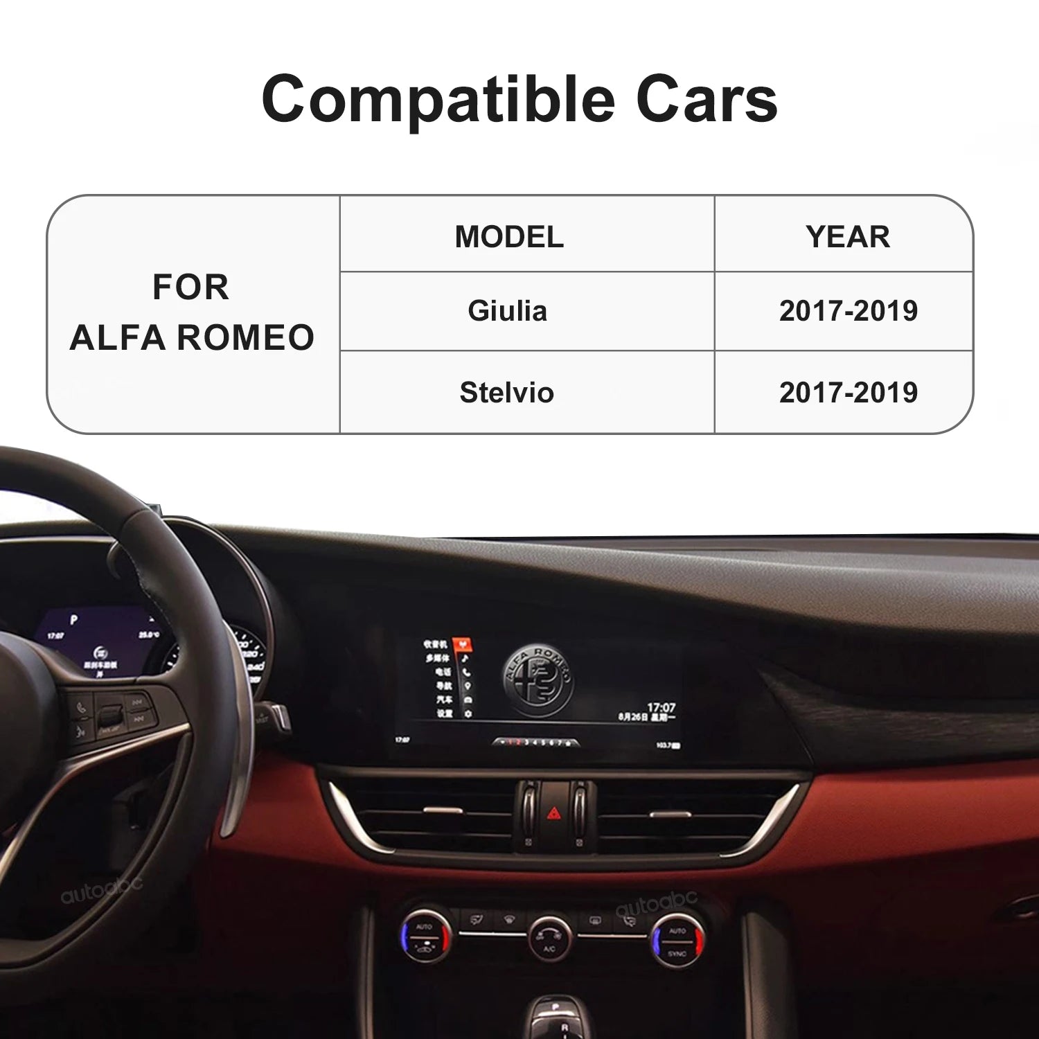 for Alfa Romeo Stelvio Giulia 2017-2019 AUTOABC Wireless Carplay Android Auto Car Play Fun | AUTOKITSHOP