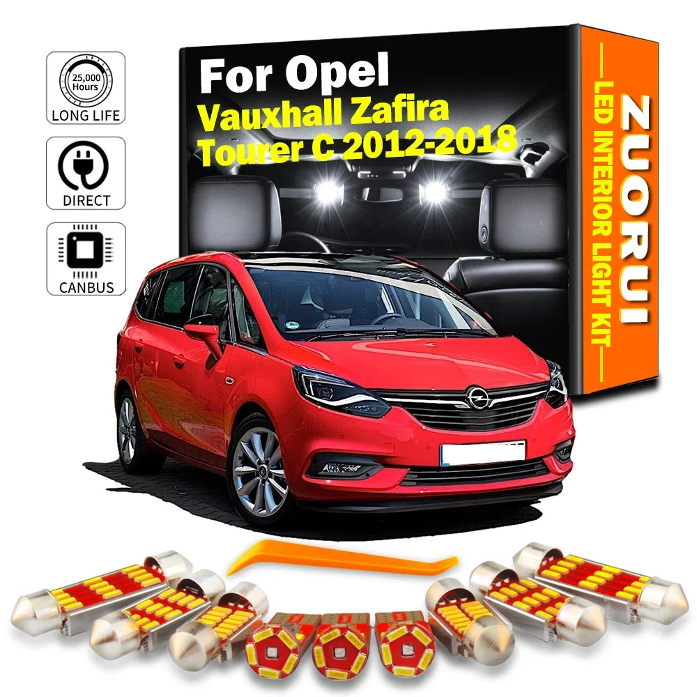 15-Piece LED Interior Light Kit for Opel Vauxhall Zafira Tourer C - Canbus Error-Free Bulbs | AUTOKITSHOP