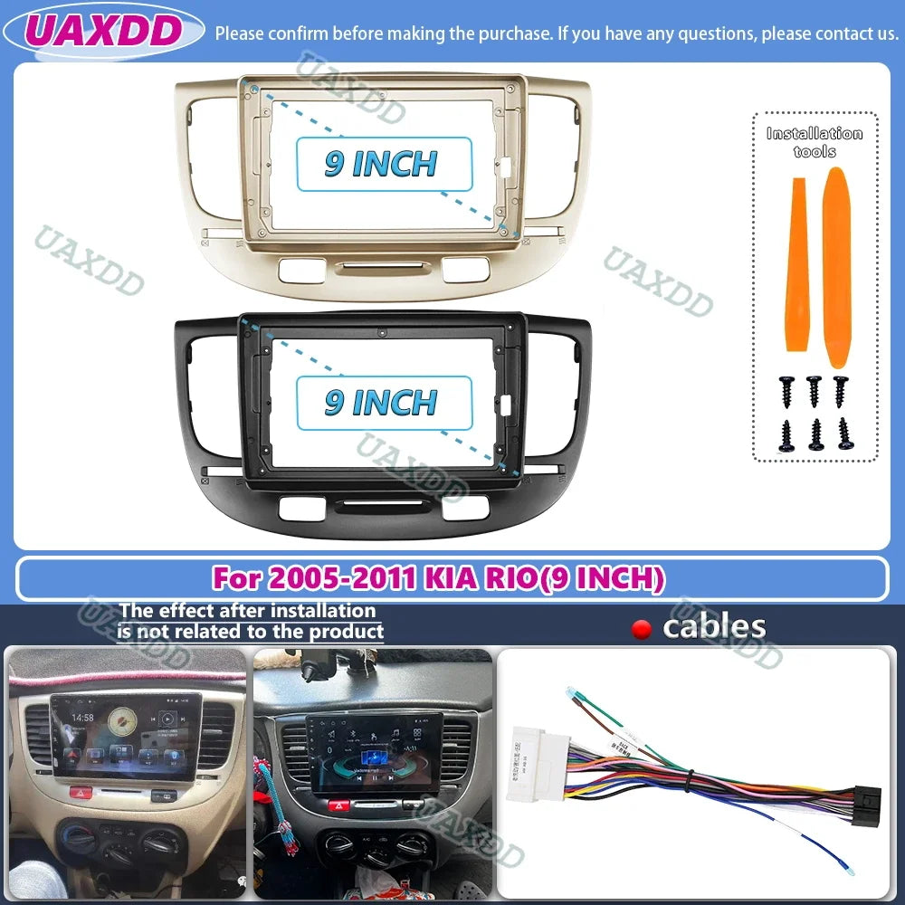 For 2006 Kia rio 9inch radio android stereo frame panel fascia dashboard multimedia audio