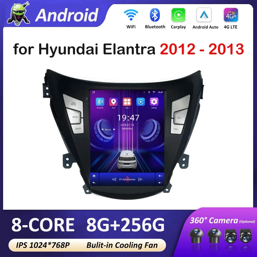Android 14 for Hyundai Elantra 2012 - 2013 Car Video Multimedia Player Wireless Carplay WI