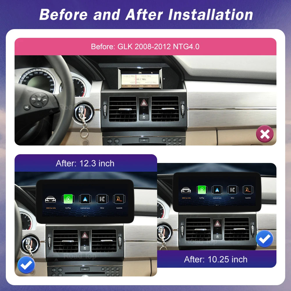 Android Auto Wireless CarPlay Linux Car Multimedia Touch Screen for Mercedes Benz GLK 2008 | AUTOKITSHOP