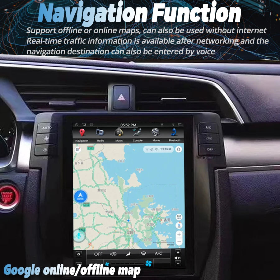 Navirider 256GB 4G Navi GPS Carplay 10.4" Vertical Screen For Honda CIVIC 2016-2025 Androi