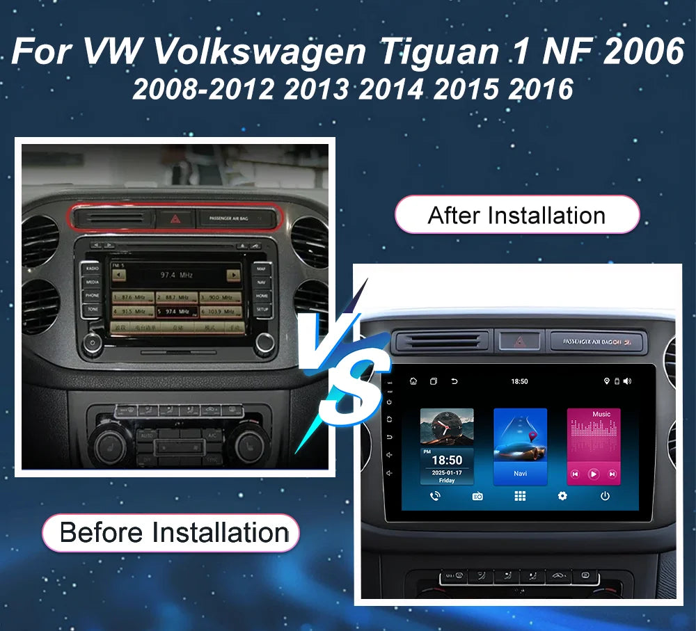 Android 16 Car Radio Stereo For VW Volkswagen Tiguan 1 NF 2006 2008-2012 2013 2014 2015 20