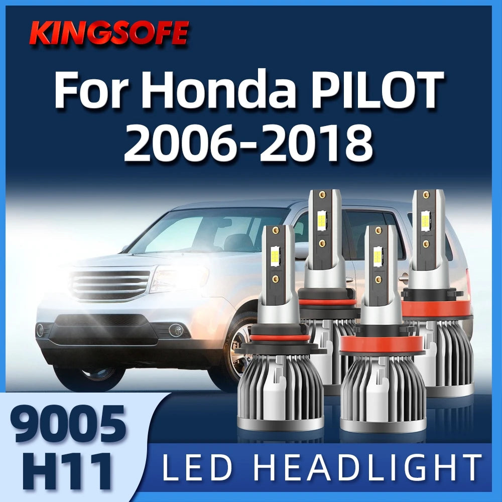 2/4Pcs LED Headlight 30000LM 9005 HB3 H11 6000K Car Light For Honda PILOT 2015-2018 2006 2
