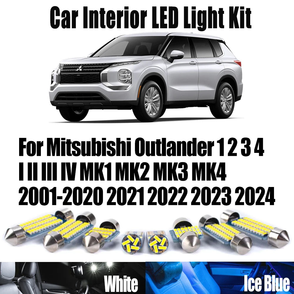 LED Interior Light Kit for Mitsubishi Outlander 1 2 3 4 I II III IV MK1 MK2 MK3 MK4 2001- 2023 - Canbus Dome Map Door...
