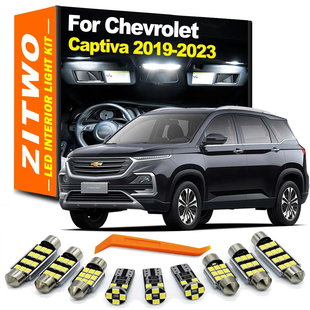 ZITWO 8Pcs For Chevrolet Chevy New Captiva 2019 2020 2021 2022 2023 LED Interior Dome Map Reading Light License Plate Lamp Kit