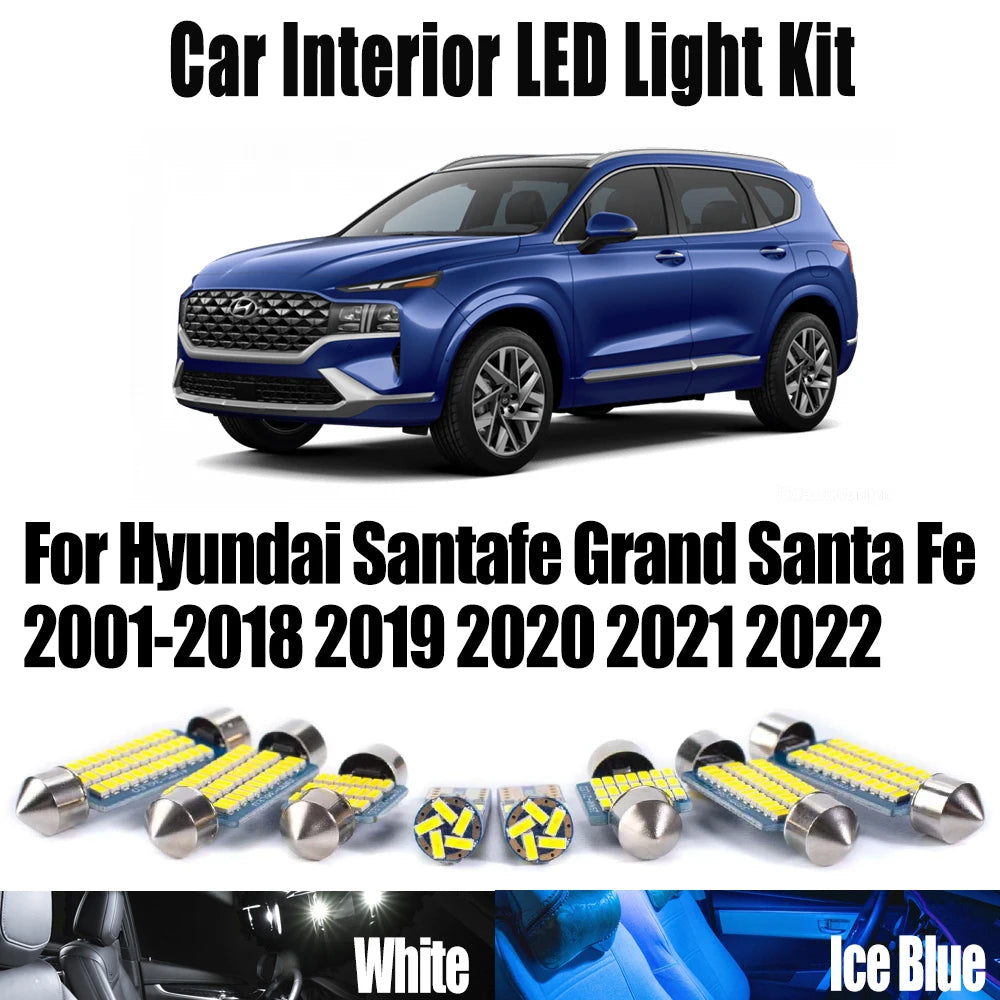 LED Interior Light Kit for Hyundai Santafe Grand Santa Fe 2001- 2021 - Canbus Dome Map Door Trunk Bulbs | AUTOKITSHOP