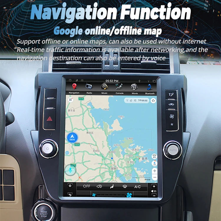 12.1'' Android 14 carplay Vertical screen For Toyota Land Cruiser Prado LC150 2010-2013 ca