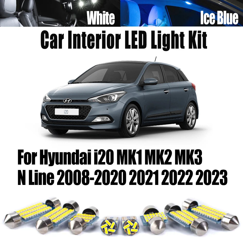 LED Interior Light Kit for Hyundai i20 MK1 MK2 MK3 N Line 2008- 2020 - Canbus Dome Map Door Trunk Bulbs | AUTOKITSHOP