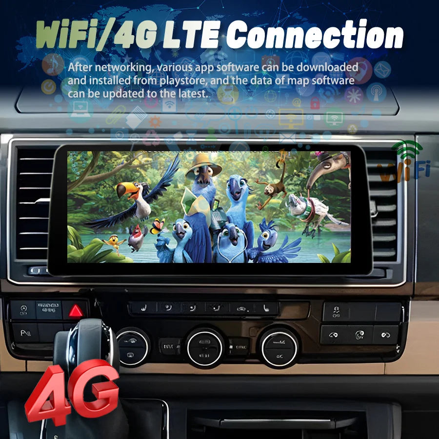 12.3inch AUTO Qled Screen For VW Multivan T6 2016 GPS Android 14 2Din Car Multimedia Video