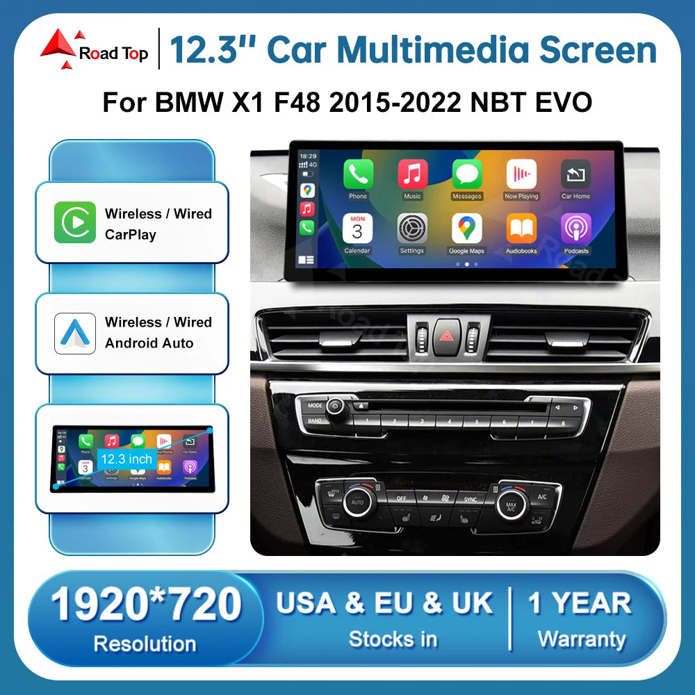 12.3'' Linux Touch Screen Car Radio Multimedia Displsy For BMW X1 F48 2015-2022 NBT EVO Wi | AUTOKITSHOP
