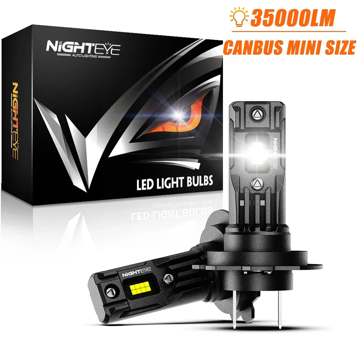 NIGHTEYE H7 35000LM LED Canbus H4 H11 H8 H9 9005 HB3 9006 HB4 Super Bright Car Lights 80W 6500K White Mini Size Headlight Bulbs