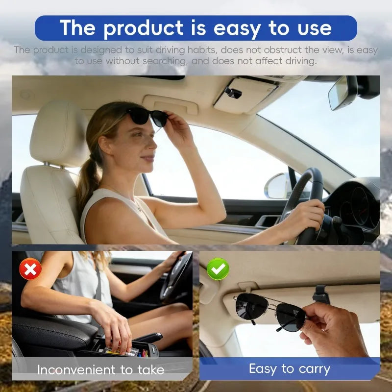 Car Sun Visor Sunglasses Clip Holder Universal Stable Glasses Hanger Card Ticket Organizer Inter - Automotive LED Light