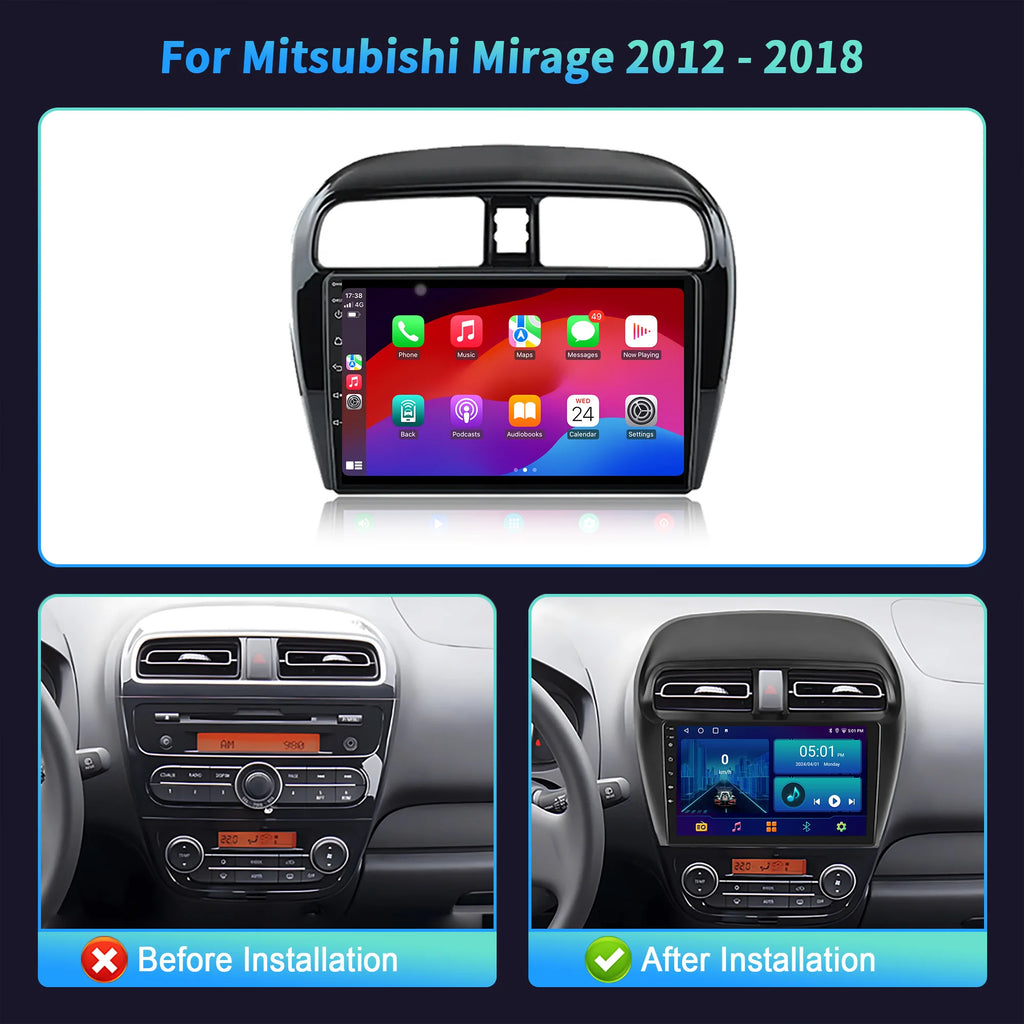 For Mitsubishi Mirage 2012-2018 Android 14 Car Radio Multimedia Navigation Wireless CarPla