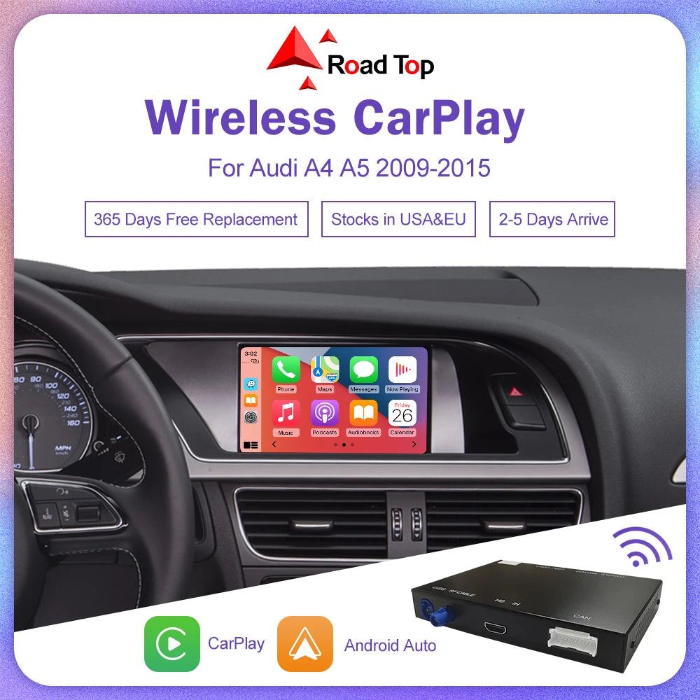 Wireless Carplay for Audi A4 B8 A5 Q5 2009-2015, Support Carplay Android Auto AirPlay Mirr | AUTOKITSHOP