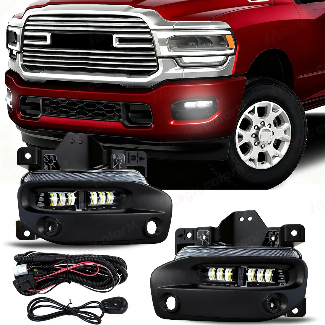 LED Fog Lamps For Dodge Ram 2500 3500 2019 2020 2021 2022 2023 2024 Car Front Bumper Headl | AUTOKITSHOP