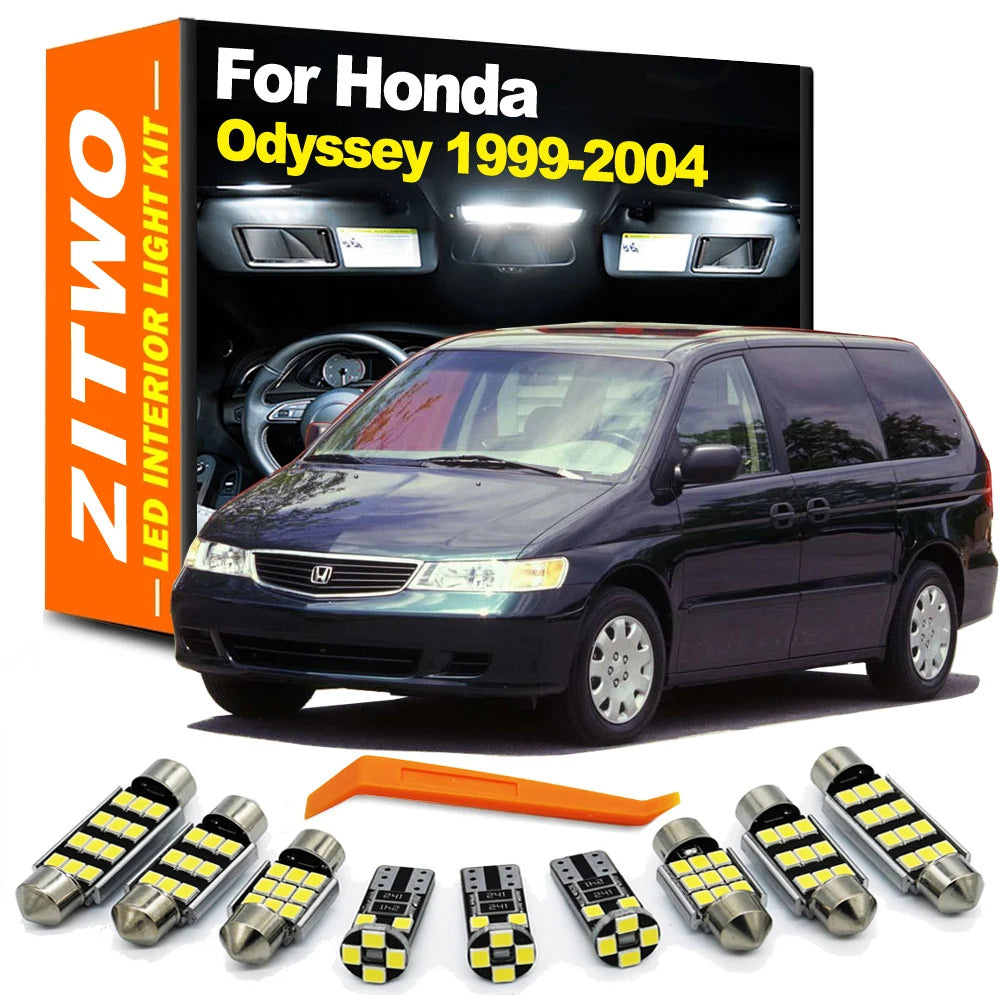 ZITWO 15Pcs Car LED Interior Dome Map Light Kit For Honda Odyssey 1999 2000 2001 2002 2003 2004 Canbus License Plate Trunk Lamp