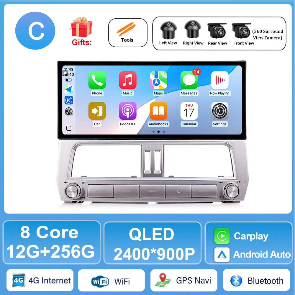 Toyota Land Cruiser Prado 150 2018-2022 Android Car Stereo with Carplay, GPS, WiFi | AUTOKITSHOP