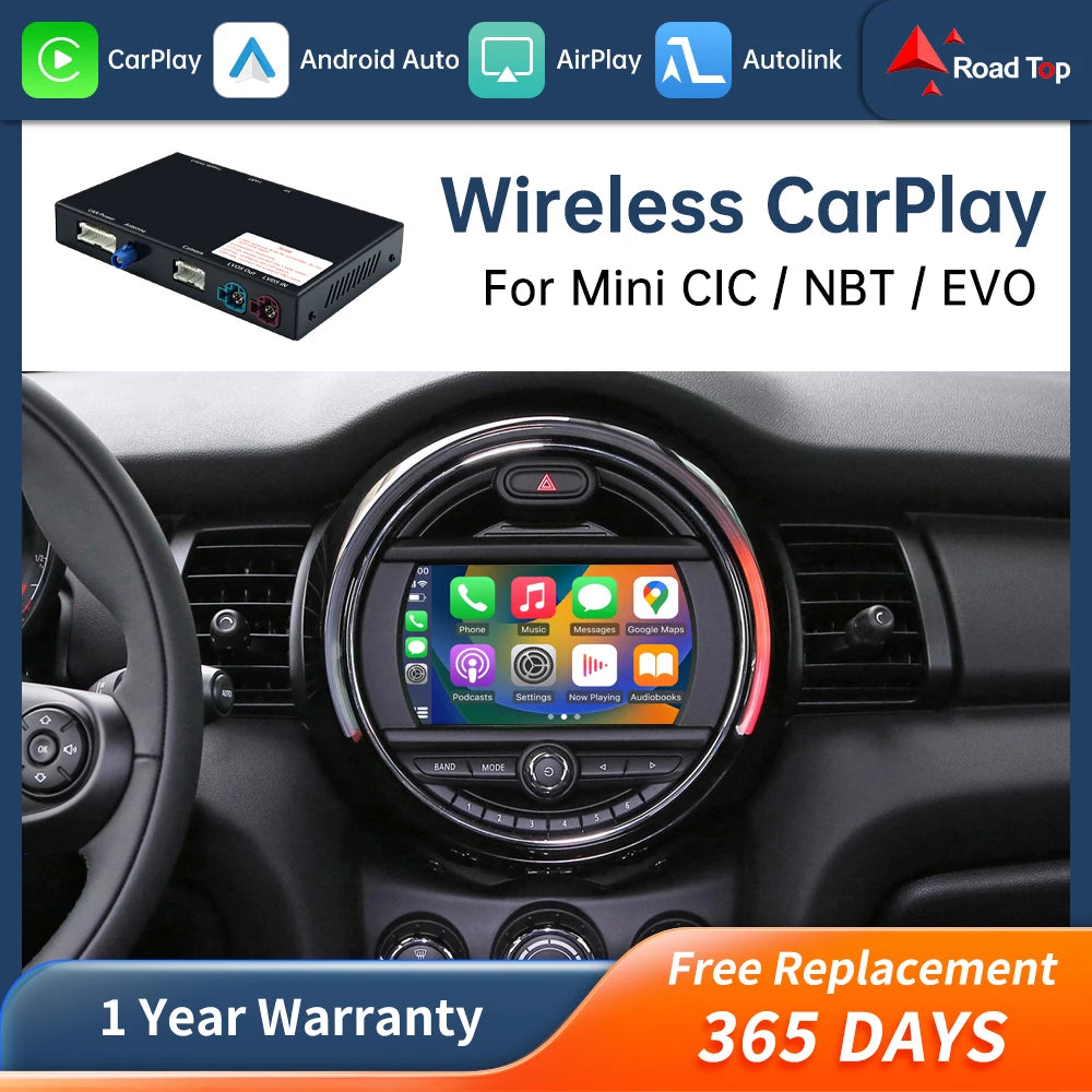 cn Road Top Wireless CarPlay Box Android Auto Link For BMW Car MINI CIC NBT EVO R55 R56 R5 | AUTOKITSHOP